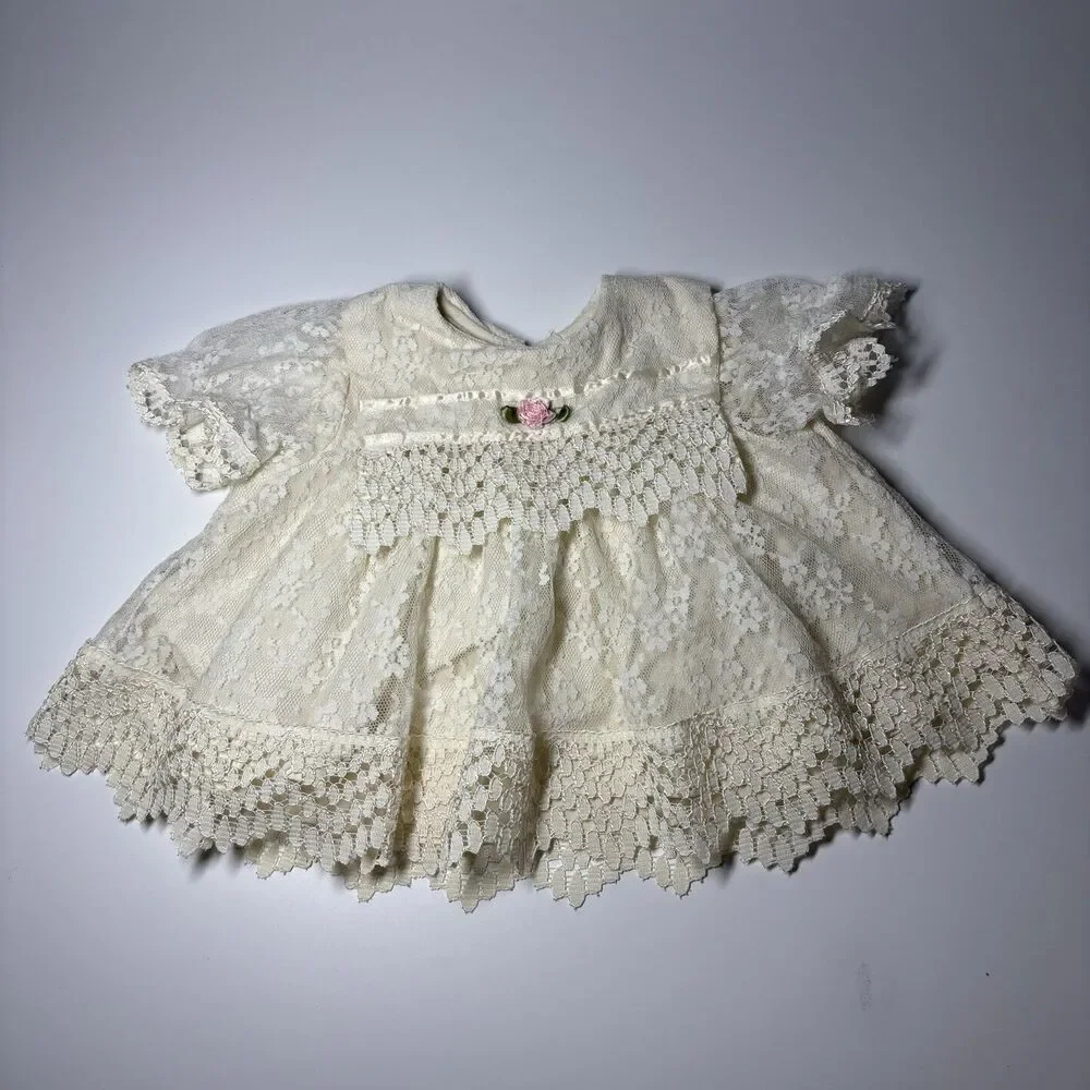 Vintage Christening Gown Dress Ivory Lace Baptism Wedding Formal Church